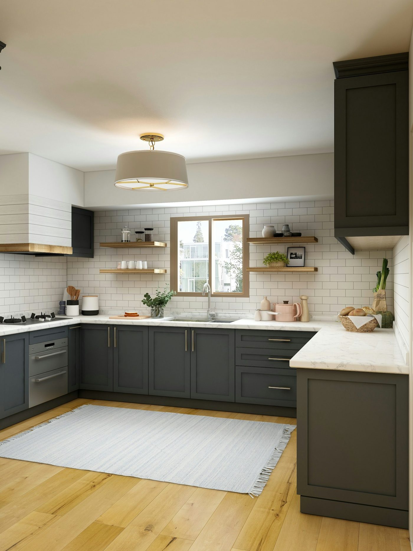 Dark shaker-style kitchen cabinetry